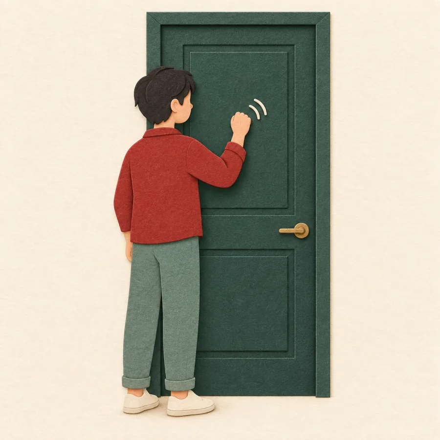 A person knocking on a door