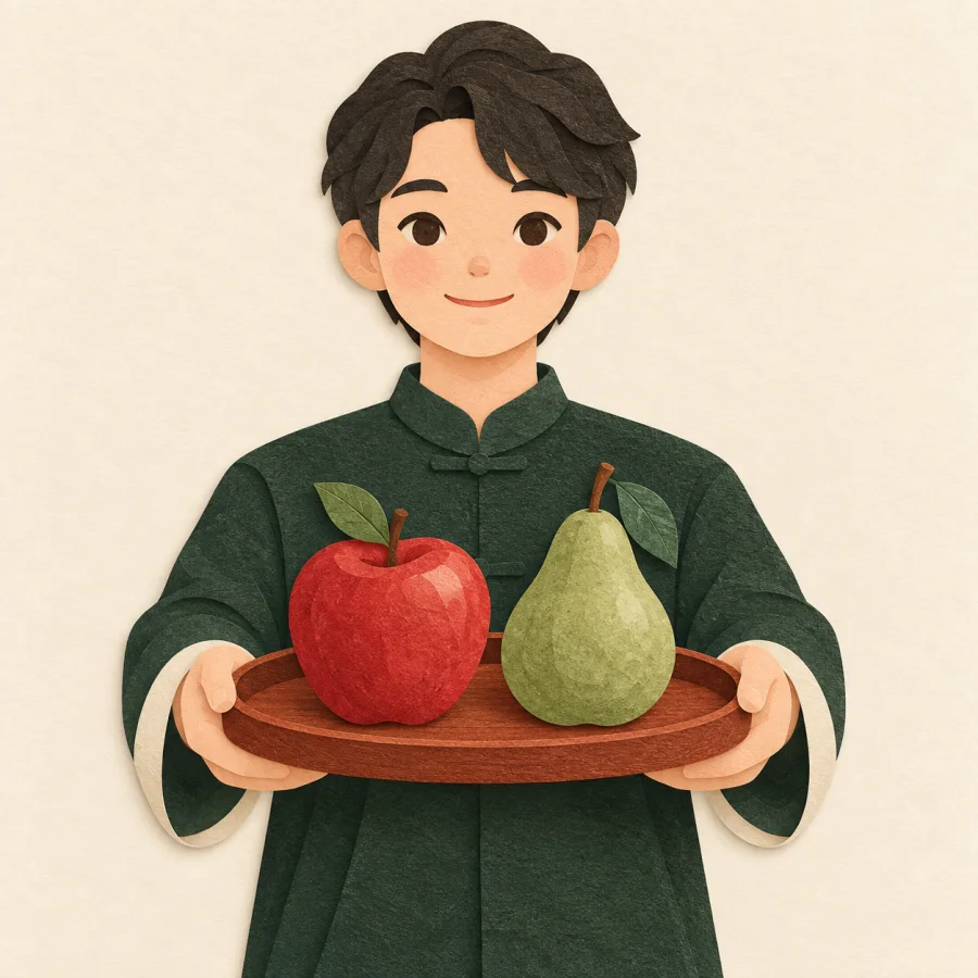 Seseorang menawarkan dua buah