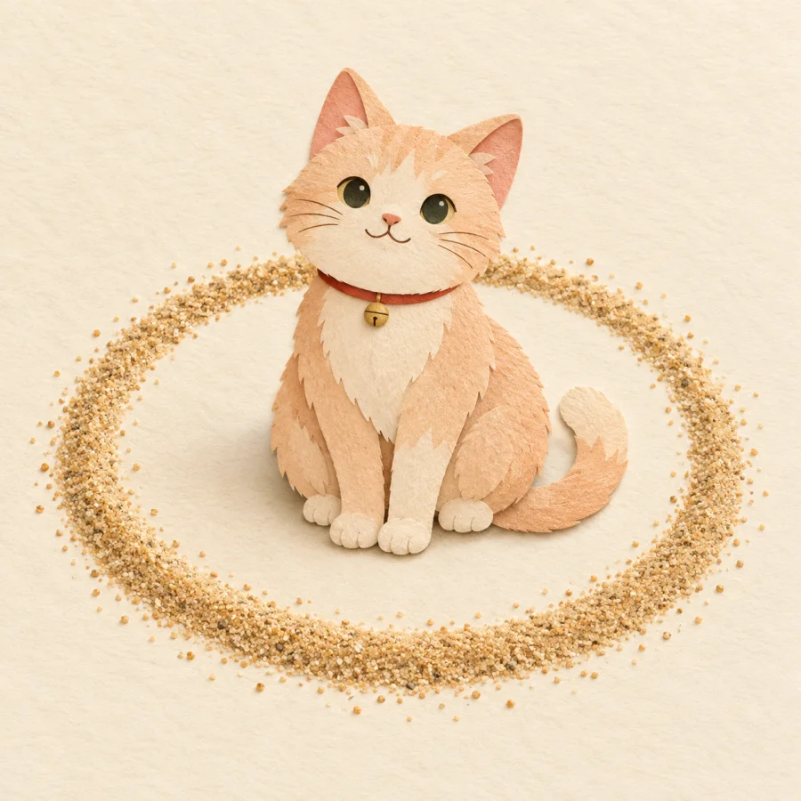 Eine Katze in einem Kreis