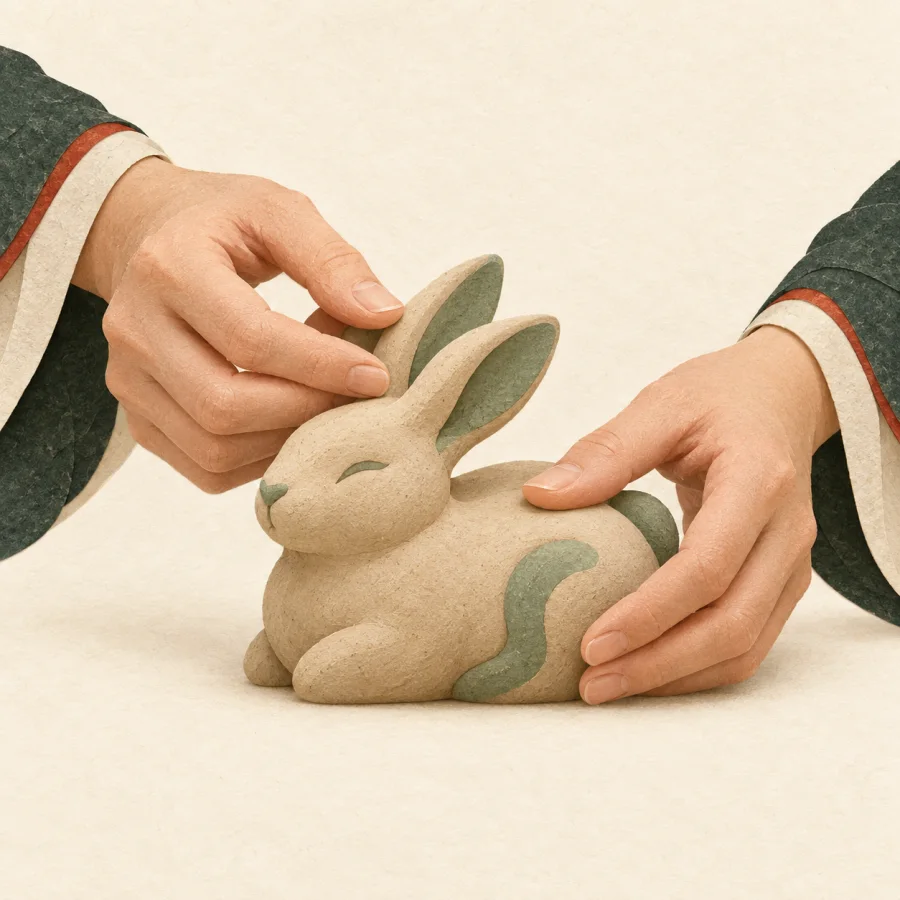 มือกำลังปั้นดินเป็นรูปสัตว์