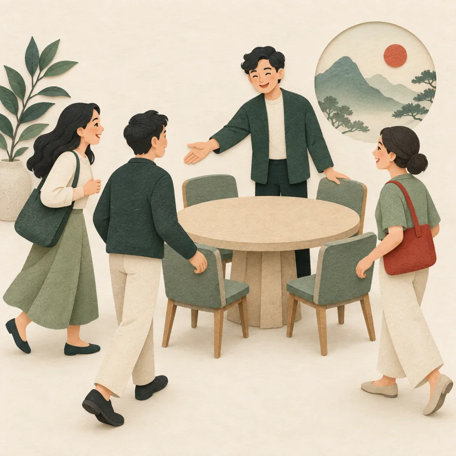 Un hôte qui réunit des personnes autour d'une table
