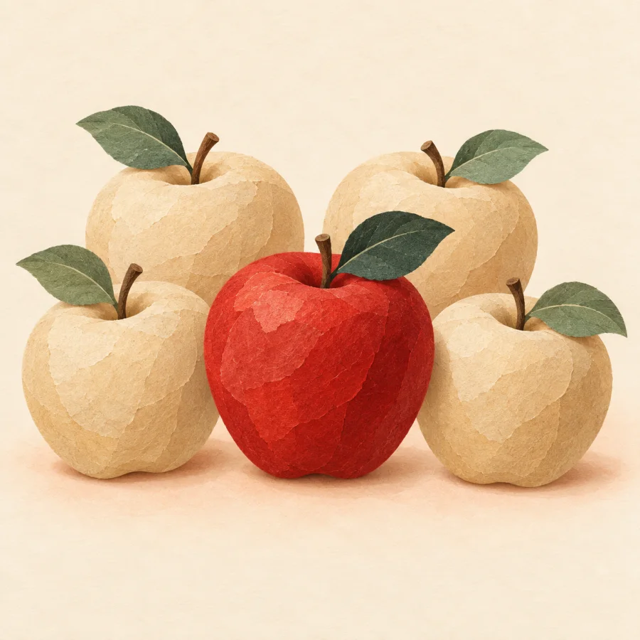 Una manzana entre muchas manzanas