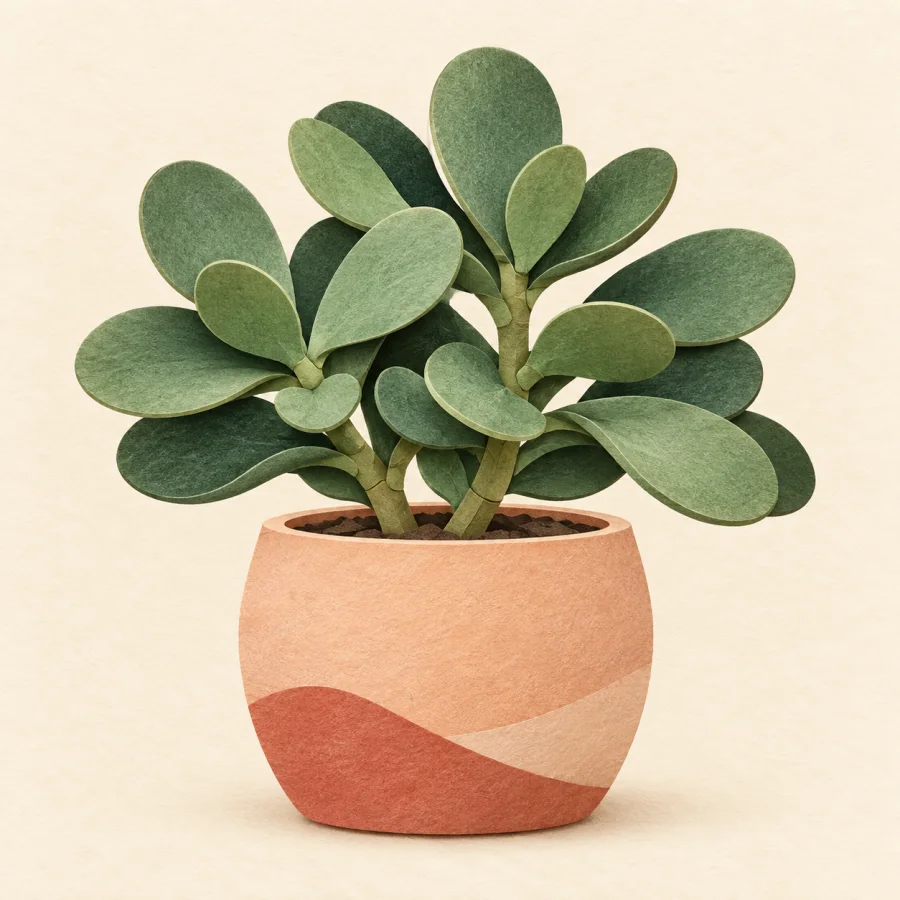 A potted plant with broad leaves