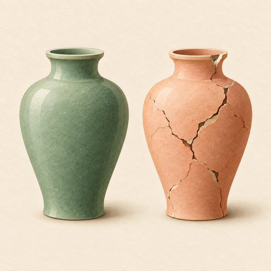 Two vases showing a clear contrast