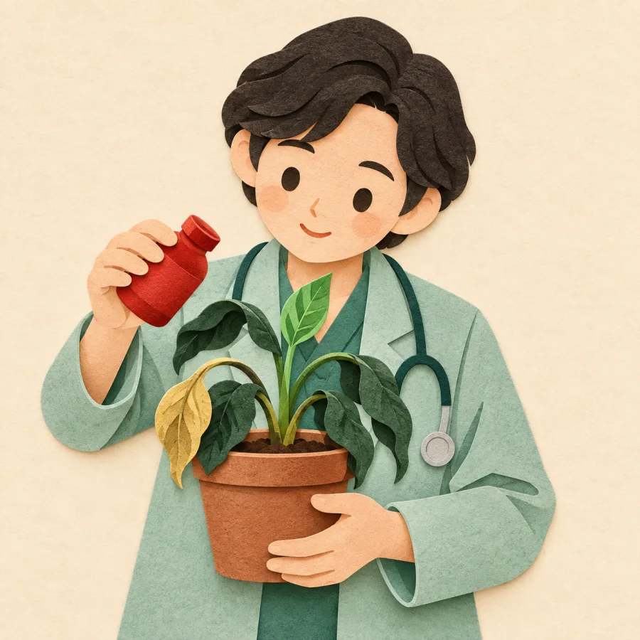 Un docteur soignant une plante malade