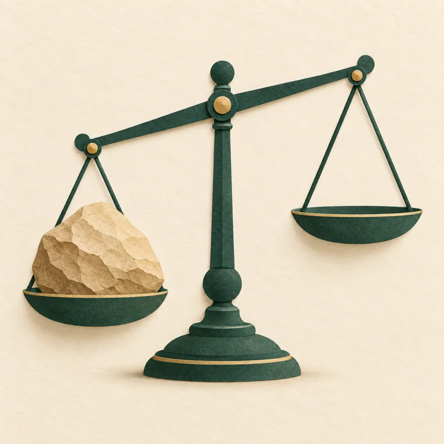 Une pierre posée sur une balance