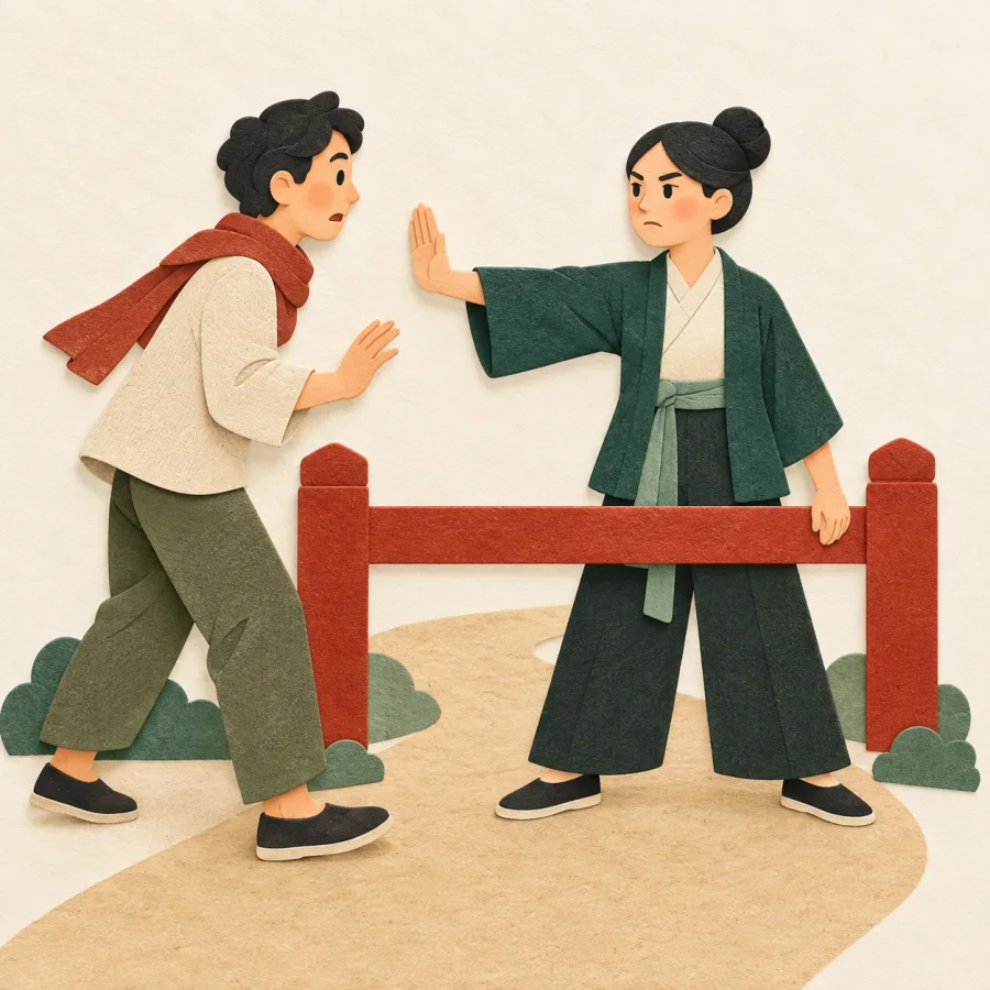 A person blocking another person
