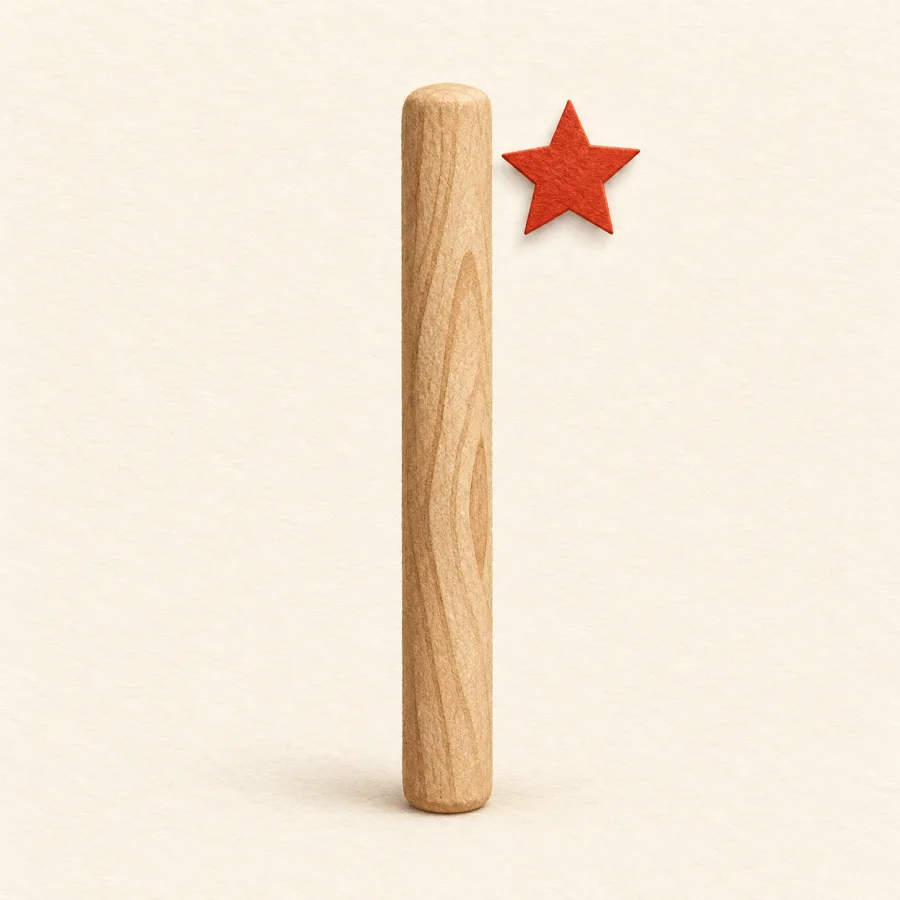 Um bastão de madeira com uma estrela
