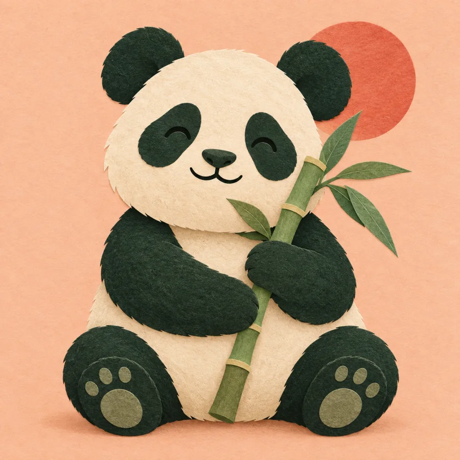 Un panda tenant du bambou
