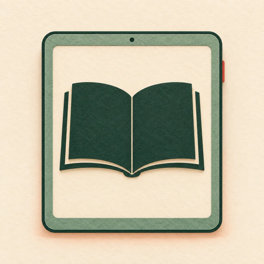 Une tablette affichant un livre
