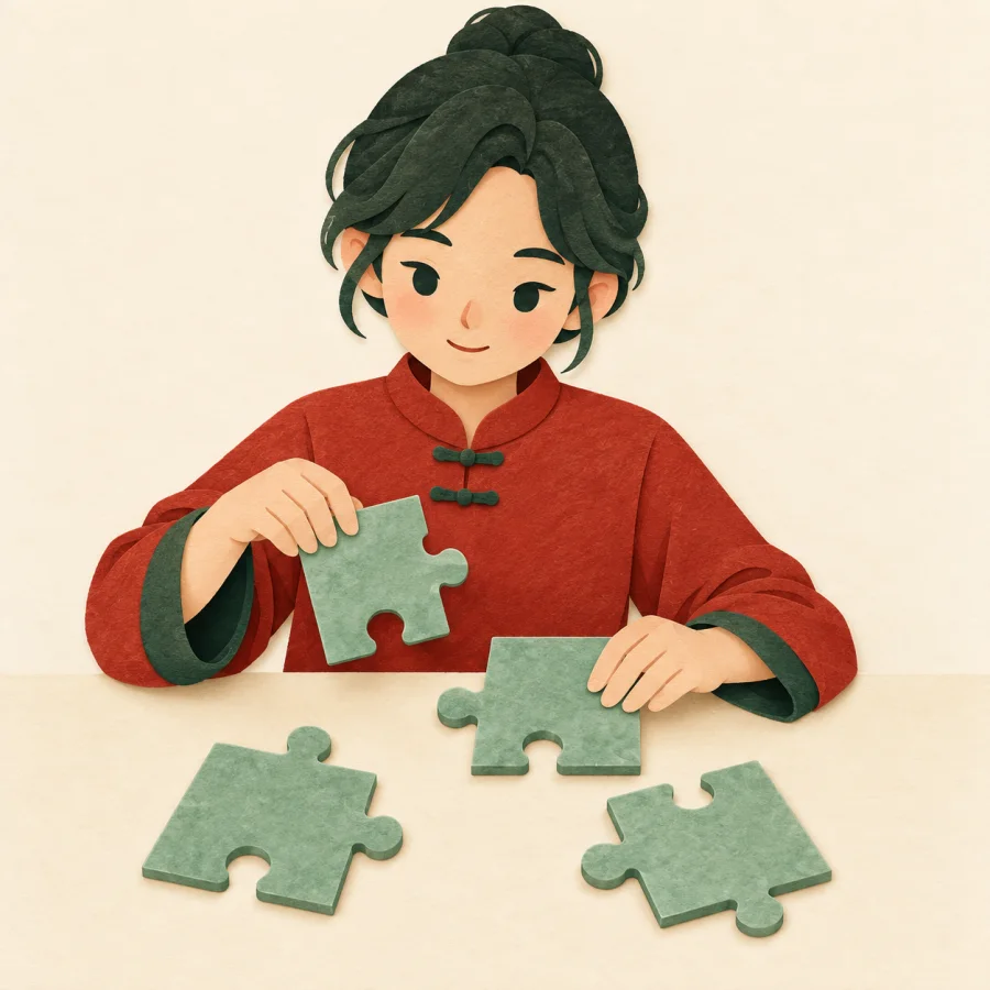 Une personne qui démonte un puzzle