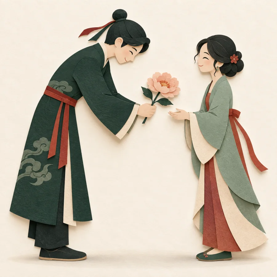 Une personne qui offre une fleur