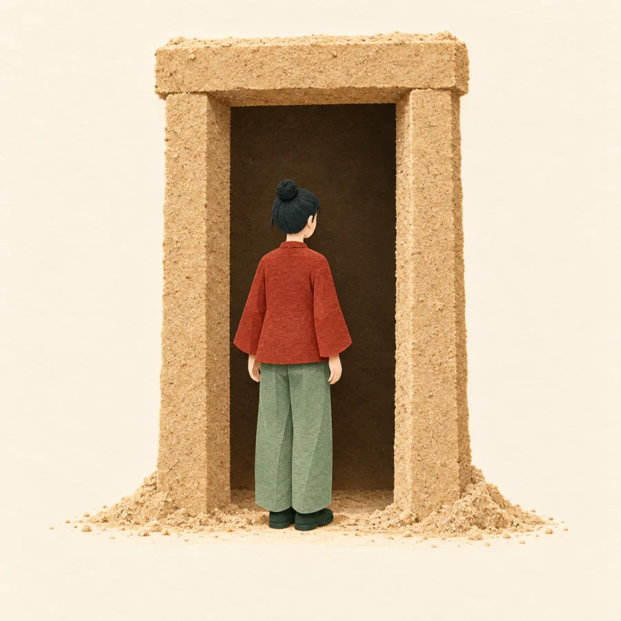 A person standing by a doorway