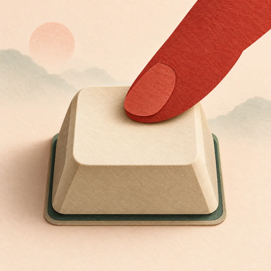 นิ้วกดลงบนปุ่มหนึ่ง