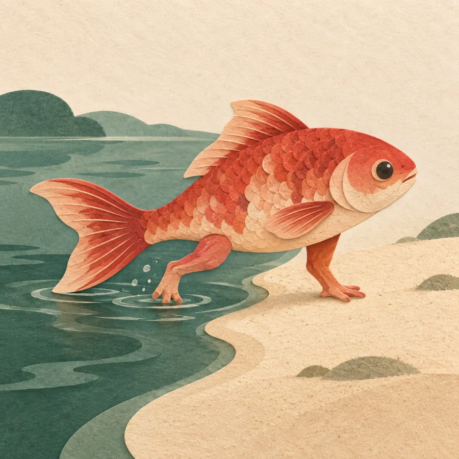 Un poisson qui quitte l'eau pour la terre