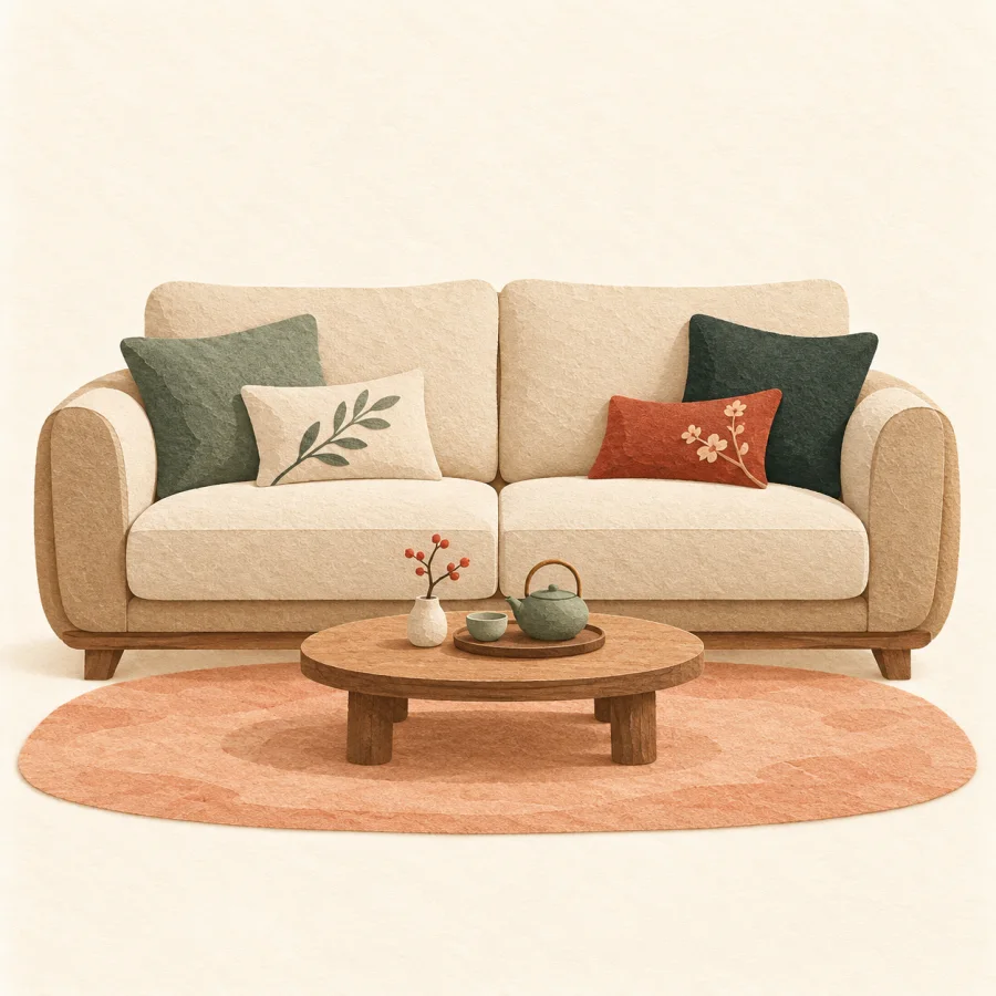 Ein Sofa und ein Teetisch