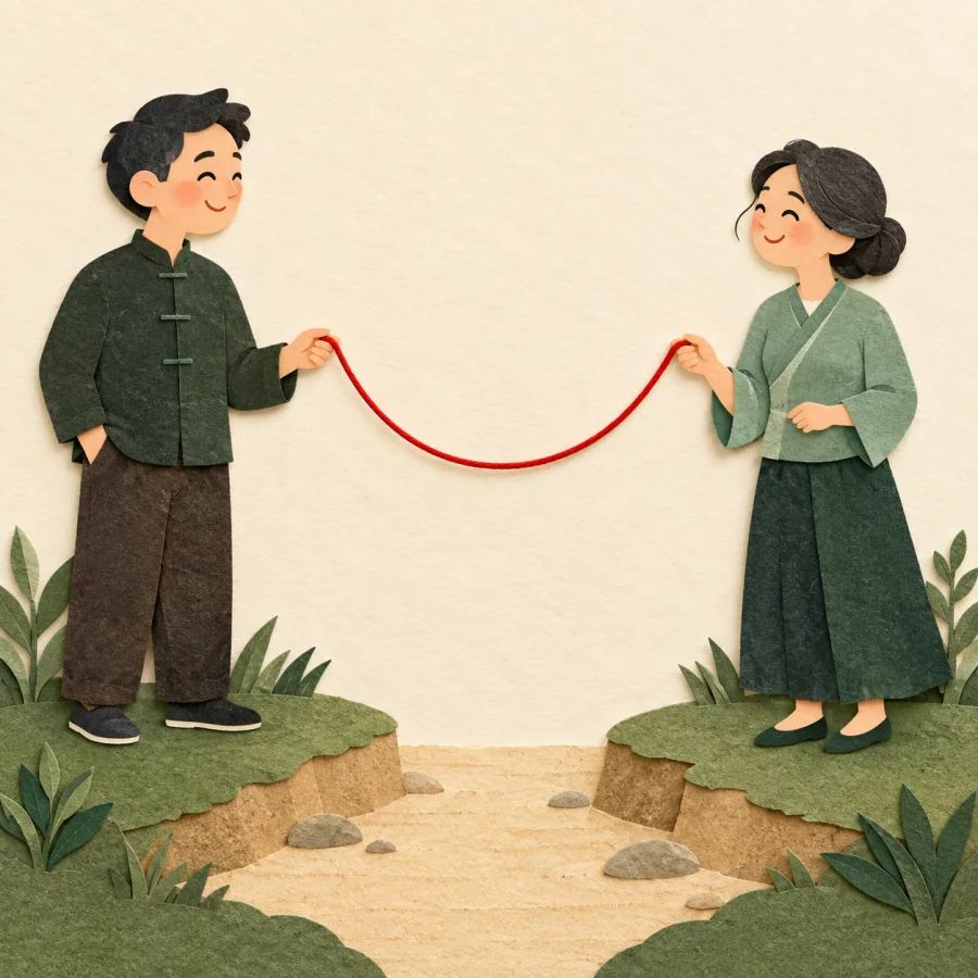 Two neighbors holding a string