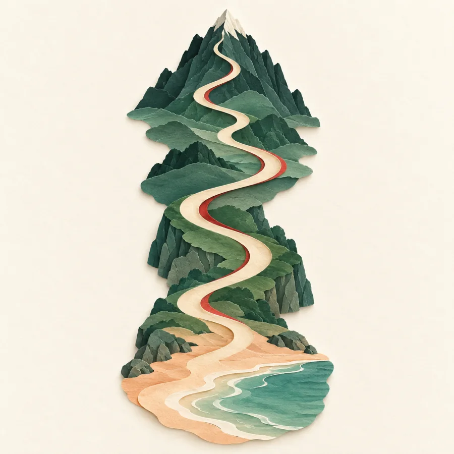 Jalan setapak dari gunung ke pantai