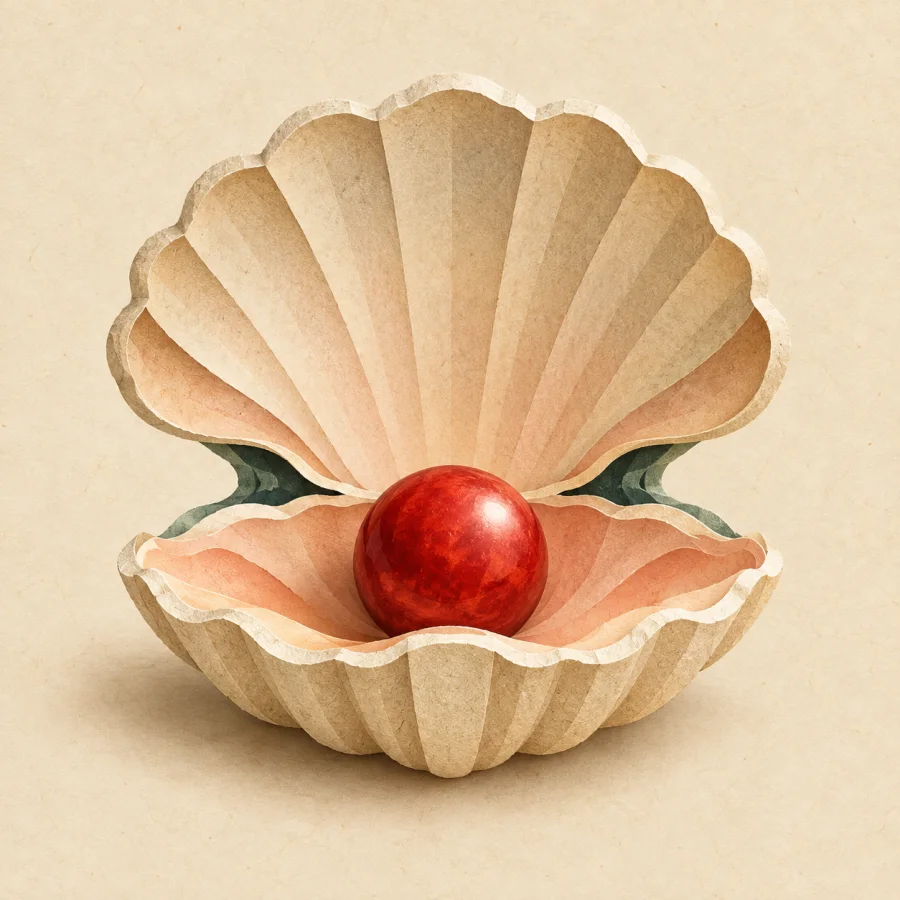 Une coquille ouverte avec une perle