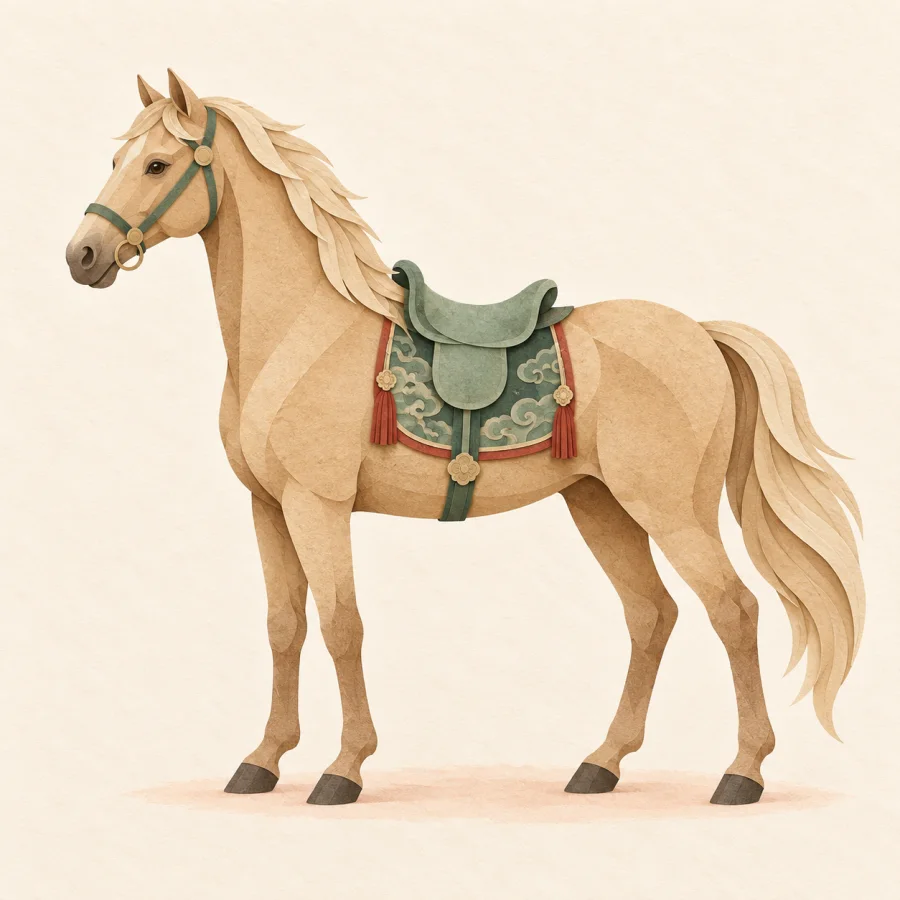A horse with a saddle