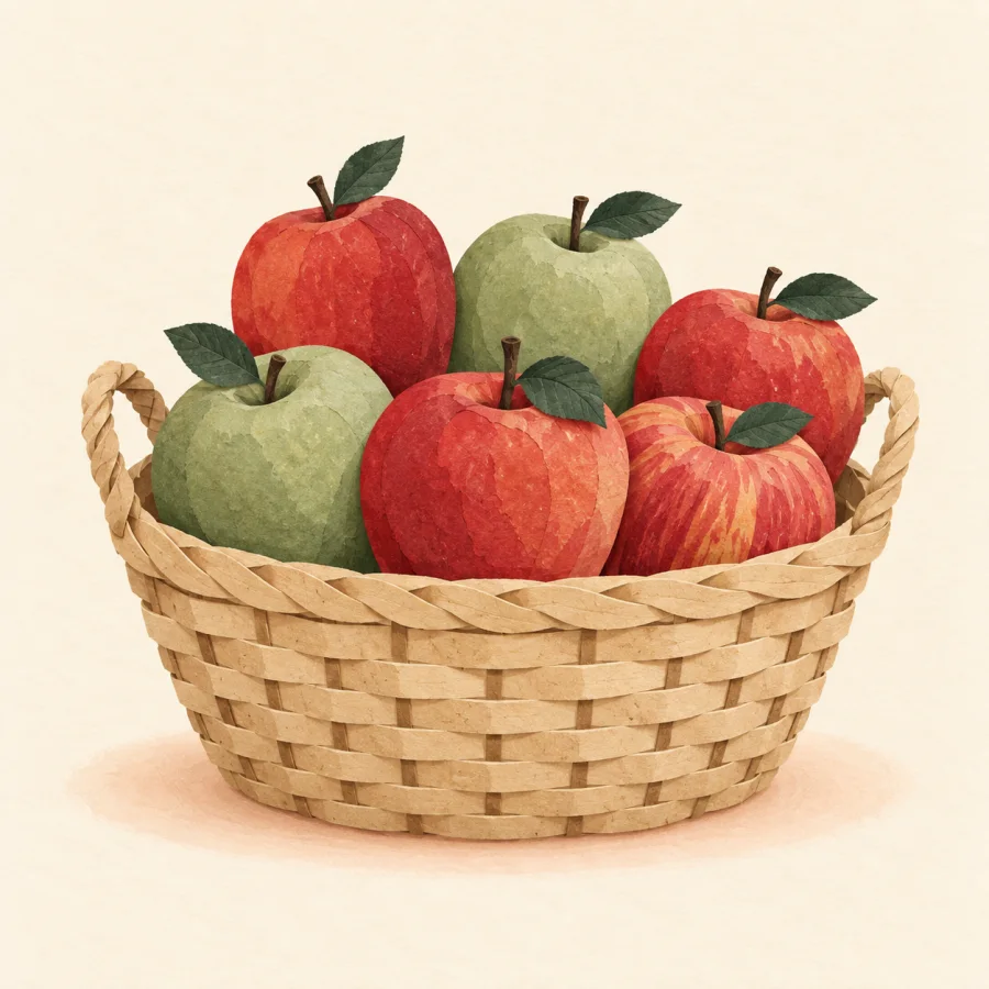Différentes pommes dans un panier