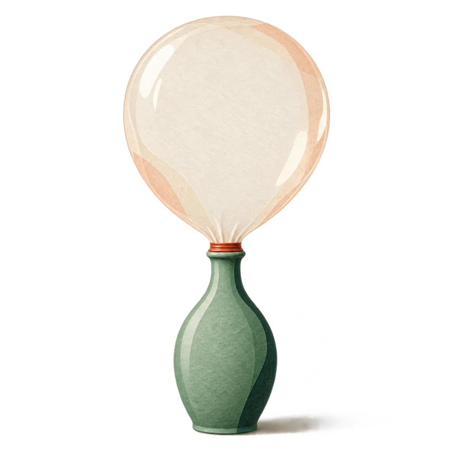 Un ballon flottant au-dessus d'une bouteille
