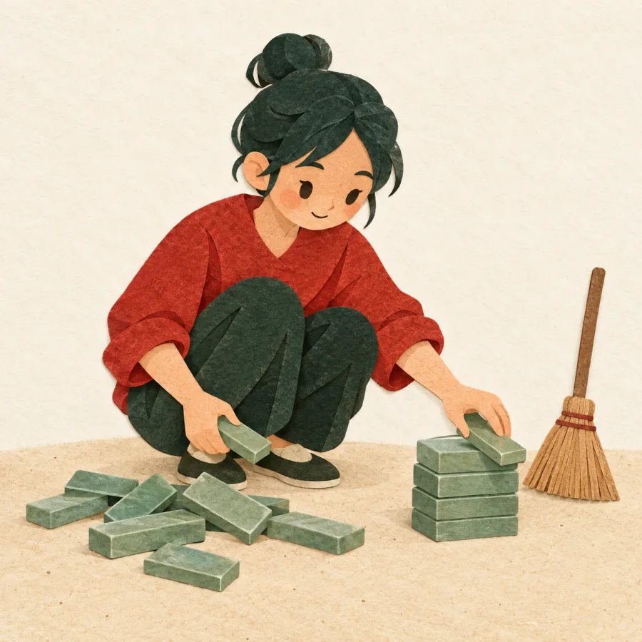 คนกำลังจัดของที่รกชัก