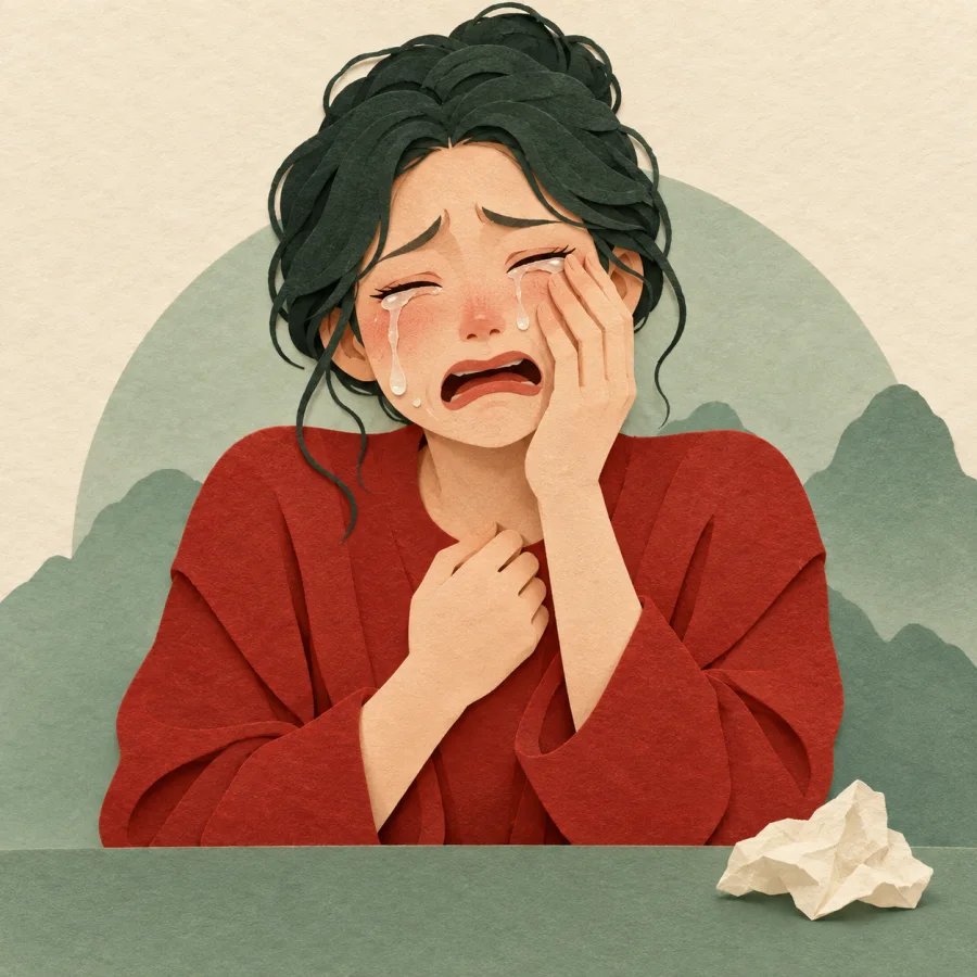 A person bursting into tears