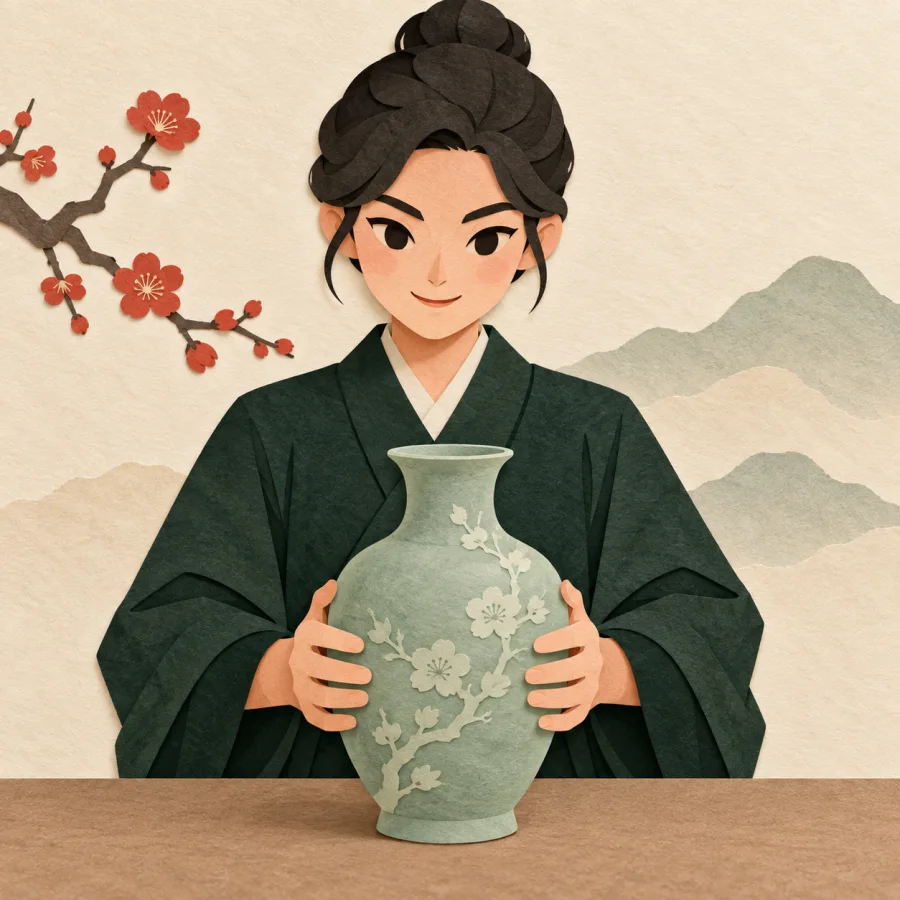 Eine Person, die eine Vase auswählt