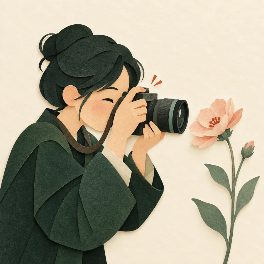 Çiçek fotoğraflayan bir kişi