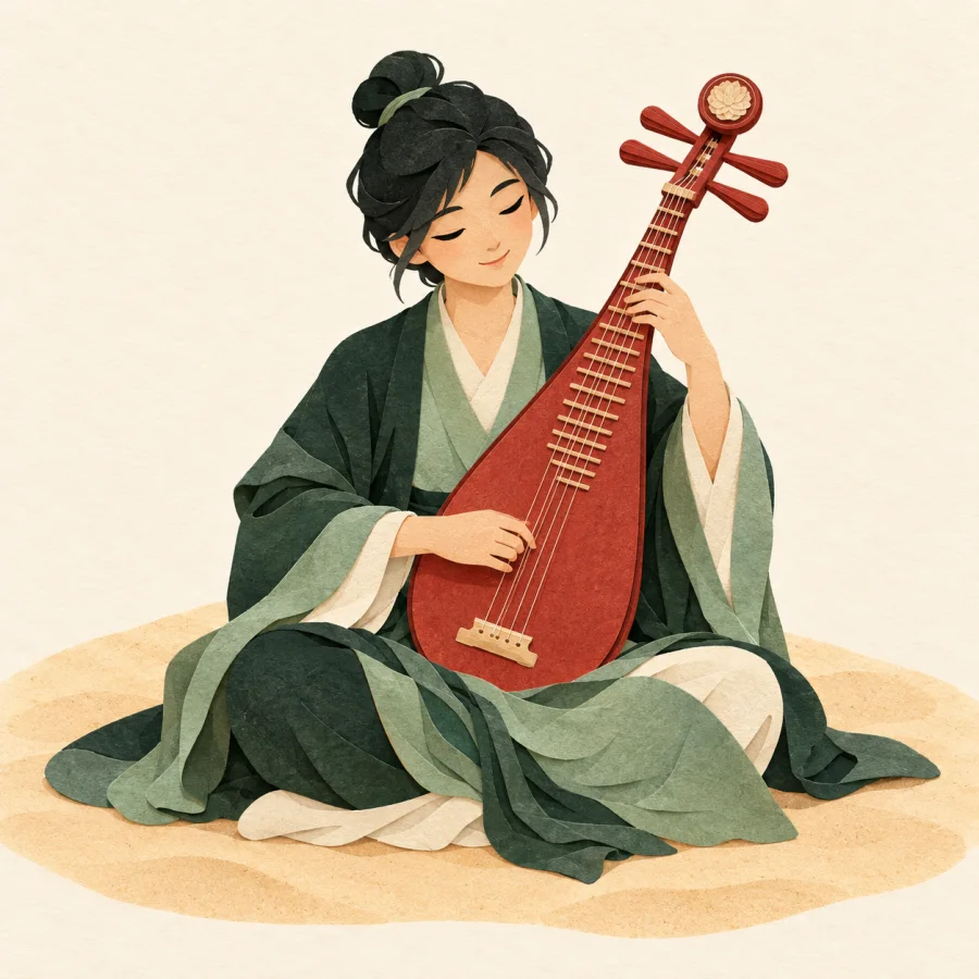 Une personne qui joue d'un instrument à cordes