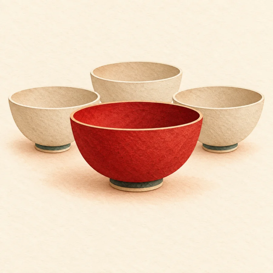 Eine Schale, die aus mehreren Schalen ausgewählt wird