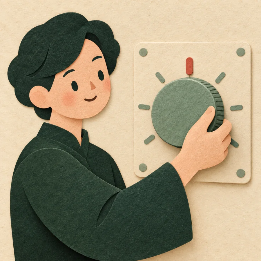 Une personne qui tourne un bouton