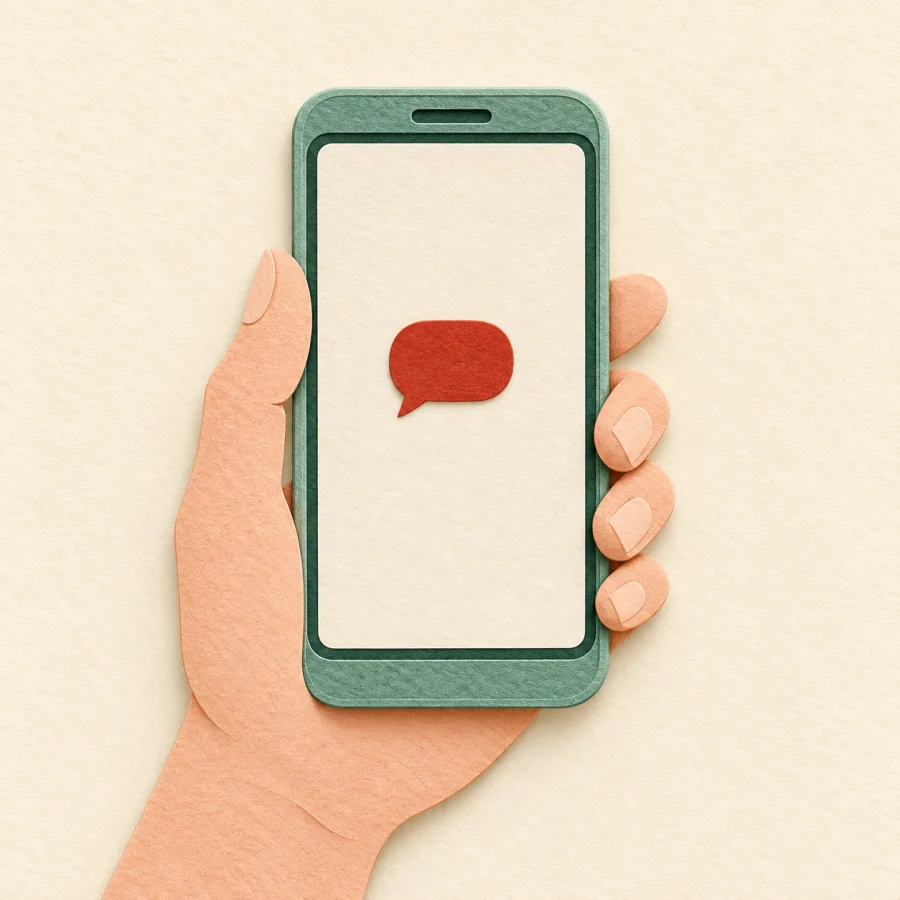 Uma mão segurando um celular