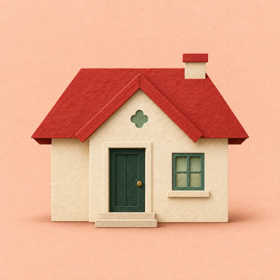 Ein kleines Haus mit Dach