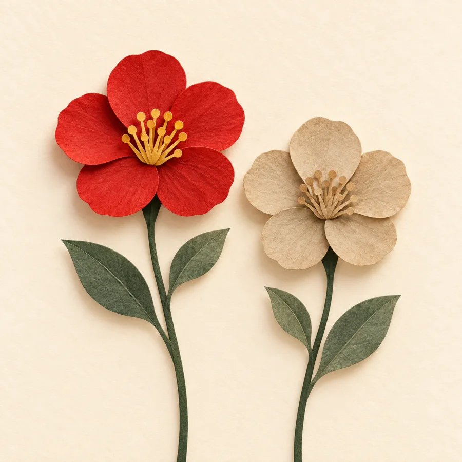 A flower beside a dull flower