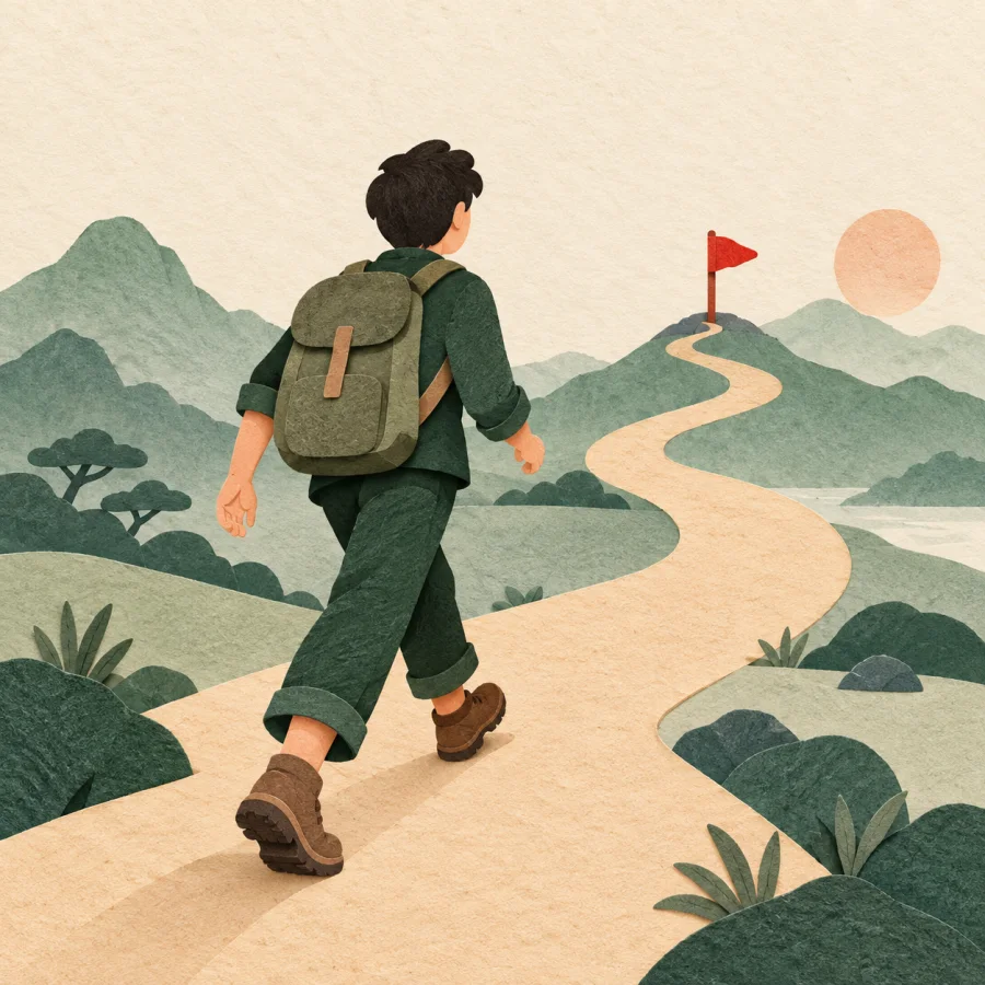 Uma pessoa caminhando por um caminho