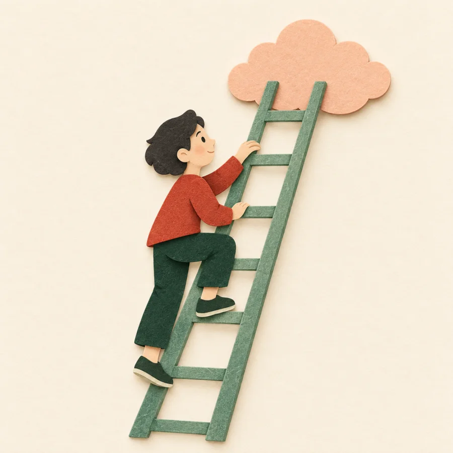 A person climbing a ladder