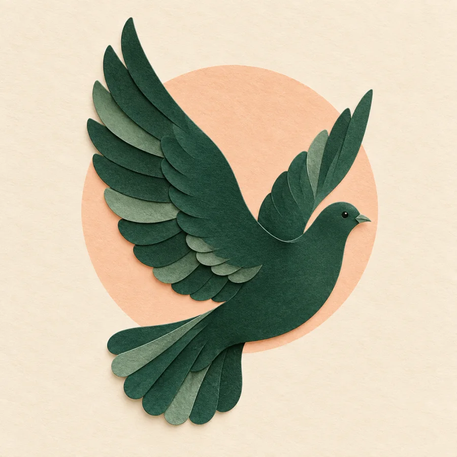 Um emblema de pomba dentro de um círculo