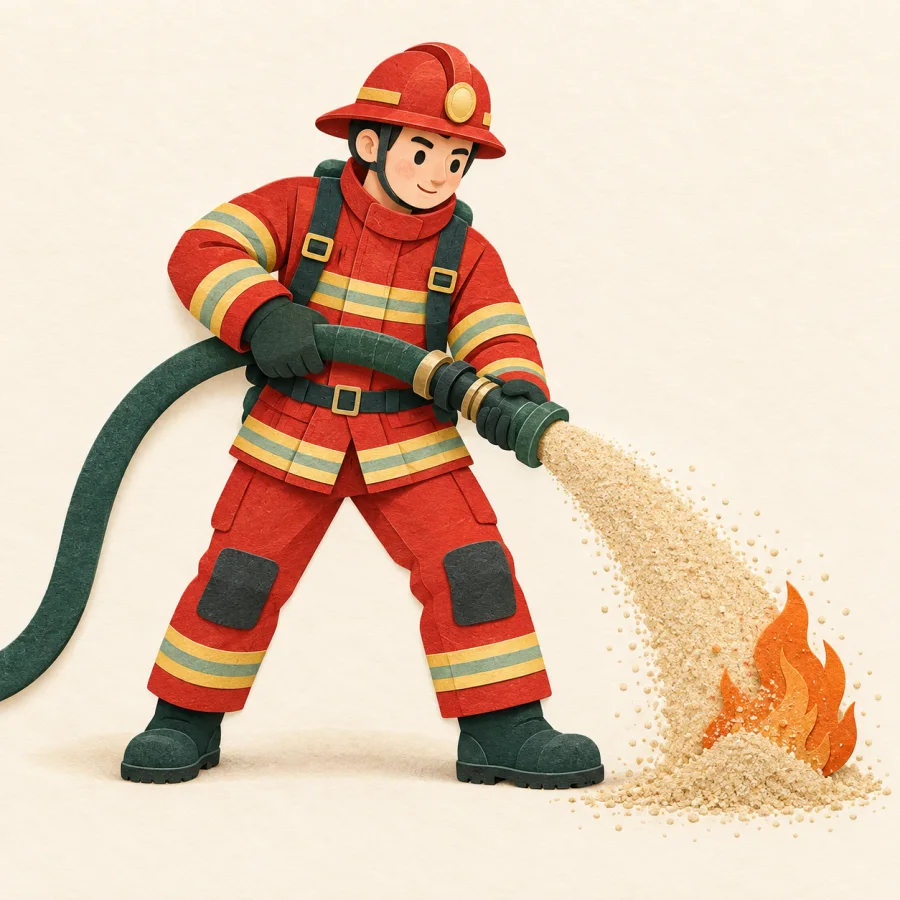 A firefighter using a hose