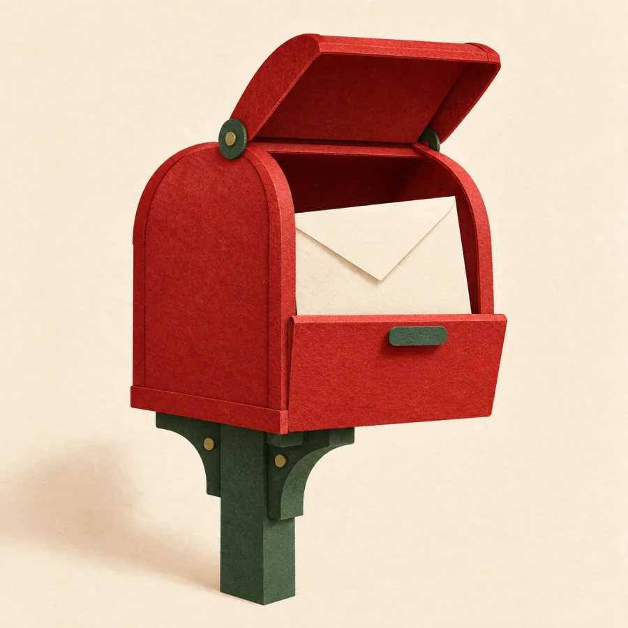 Ein Briefkasten mit einem Briefumschlag