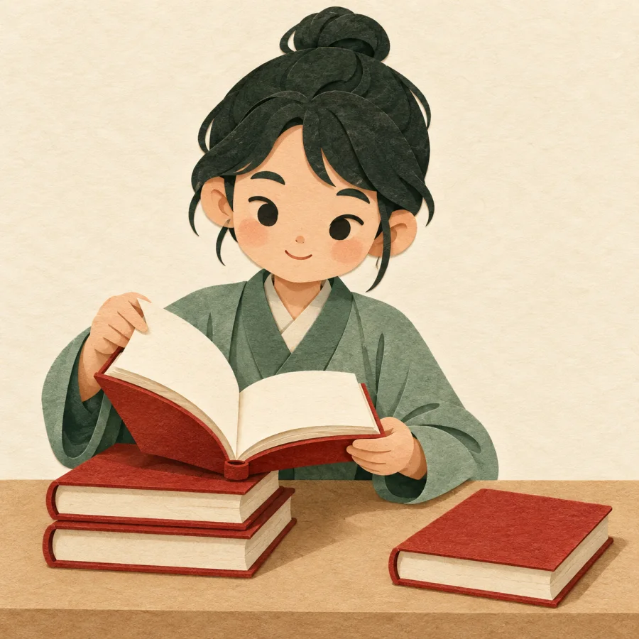 Un étudiant choisissant un livre