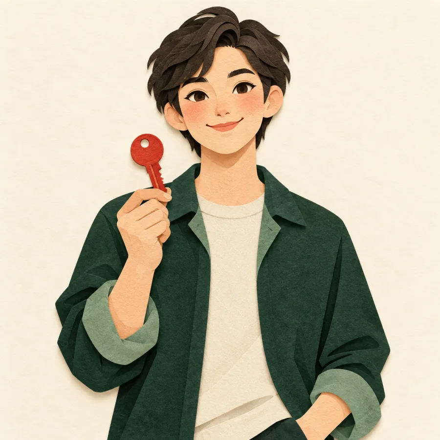 A person holding a house key