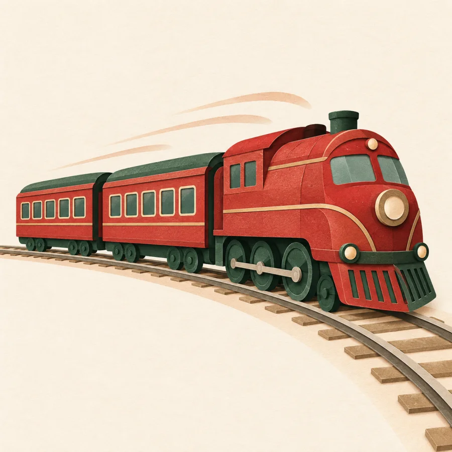 Um trem se movendo nos trilhos