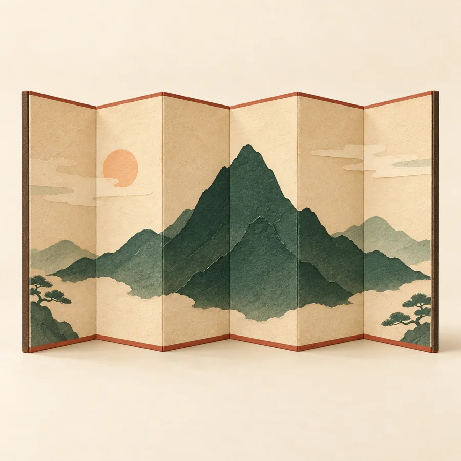 Una pantalla abierta con una montaña