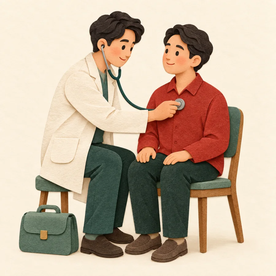 Hastayı muayene eden bir doktor