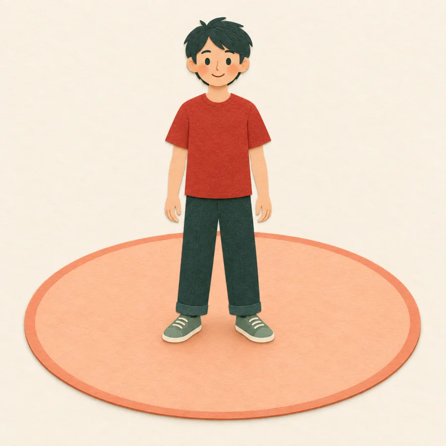 Une personne debout dans un cercle