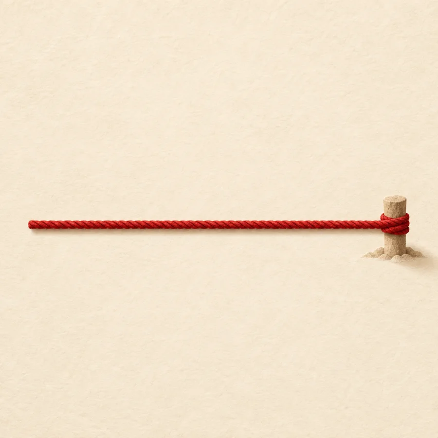 A rope stretched straight