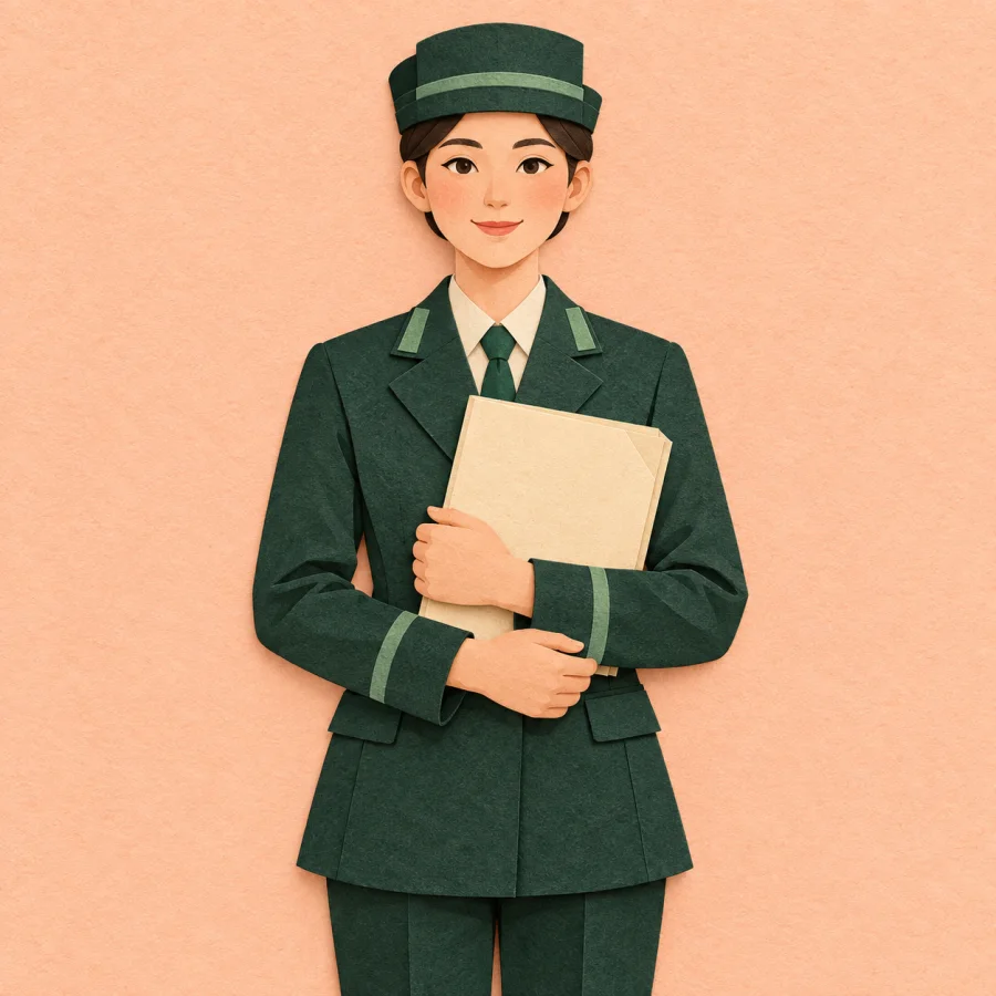 Une personne portant un dossier de service
