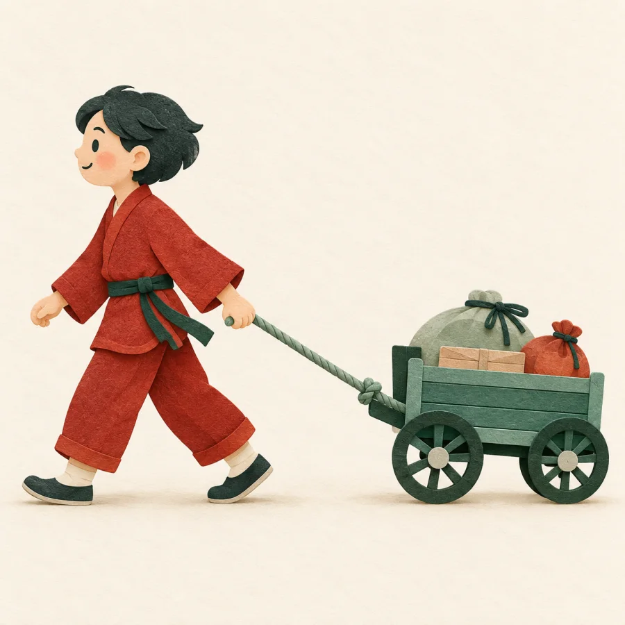 A guide leading a cart